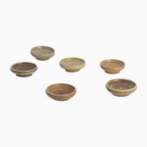 Small Mid-Century Scandinavian Modern Collectible Brown Stoneware Bowls by Gunnar Borg for Höganäs Ceramics, 1960s, Set of 6