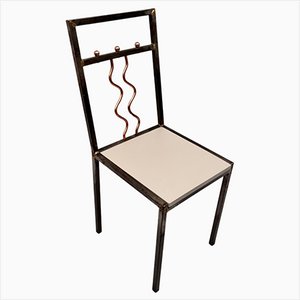 Industrieller Vintage Stuhl aus Rostigem Stahl & Glänzenden Kupfer