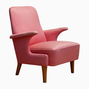 Armchair with Powder Pink Wool Upholstery by Dux, Sweden, 1950s