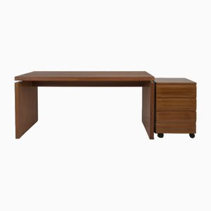 Schreibtisch mit Schublade und Schrank aus Teak, 1960er, 2er Set