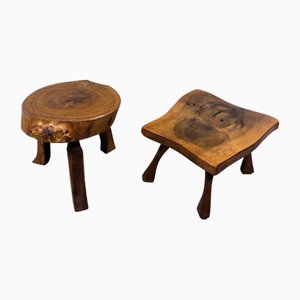 Tables pour Plantes Brutalistes en Bois, 1960s, Set de 2