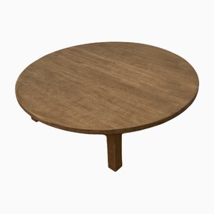 Grande Table Basse Circulaire en Chêne, 1950s