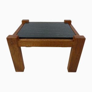Brutalist Coffee Table in Oak & Natural Stone, 1970s