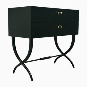 Commode à Clés Mid-Century Noire et Laiton, 1970s