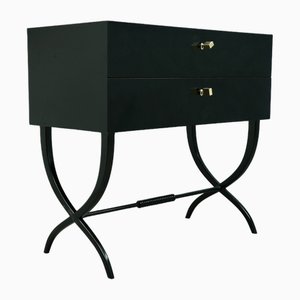 Mid-Century Black Commode with Brass Keys, 1970s