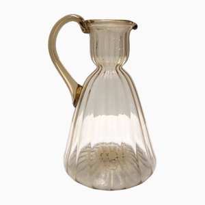 Vintage Italian Straw-Colored Glass Pitcher Vase attributed to Vittorio Zecchin, 1920s