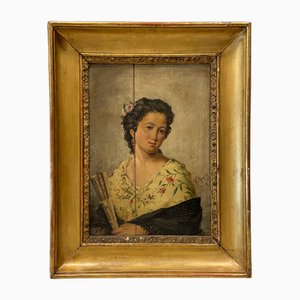 Antonio Morgado, Sevillana, 1872, Oil on Board, Framed