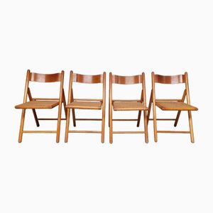 Mid-Century Rattan Folding Dining Chairs from Ikea, 1980, Set of 4