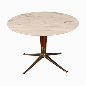 Vintage Coffee Table in Marble & Brass, Italy, 1950s