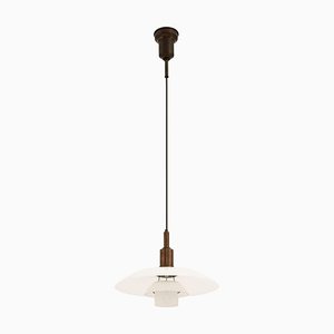 Ceiling Lamp in Brass and Opaline Glass attributed to Poul Henningsen, 1930s