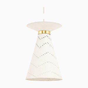 Lampada da soffitto in metallo bianco e ottone di Lisa Johansson-Pape, anni '50