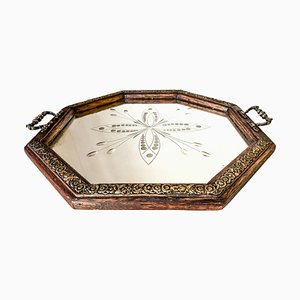 French Art Deco Tray in Beveled Mirror, 1940