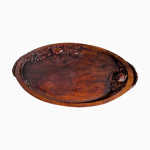French Art Nouveau Platter in Wood, 1930