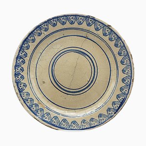 Antique Decorated Laterza Ceramic Dish, Puglia, Italy, 1800s