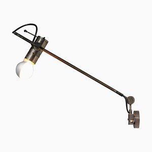 Tito Agnoli zugeschriebene italienische Stem Wandlampe aus Nickel, 1960er