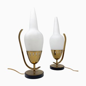 Lámparas de mesa modelo 12915 Mid-Century modernas de Angelo Lelii, años 60. Juego de 2