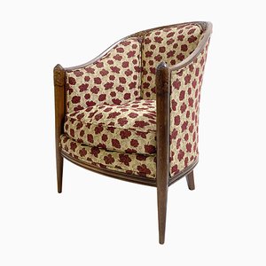 Art Deco Wood and Fabric Armchair