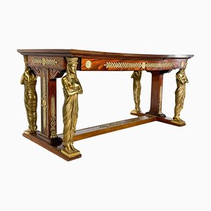 Schreibtisch im Empire-Stil aus Holz & Bronze von Jansen