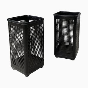 Italian Modern Square Black Metal and Plastic Baskets from Neolt, 1980s, Set of 2