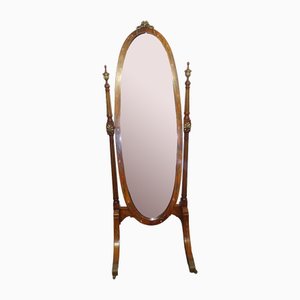 Sheraton Revival Cheval Mirror in Painted Satinwood, 1930s