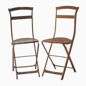 Antique French Folding Chairs, Set of 2