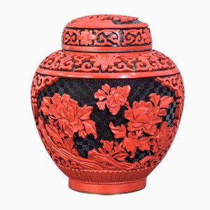 Chinese Carved and Lacquered Ginger Jar