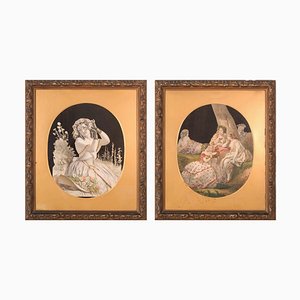 Ritratti, Collage in rilievo, metà XIX secolo, set di 2