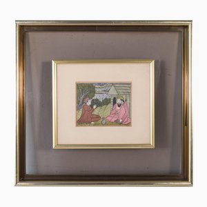 Middle Eastern Artist, Seated Figures, Painting on Synthetic Ivory, Framed