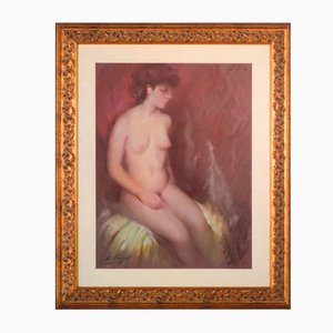Nude, 20th Century, Pastel on Card, Framed