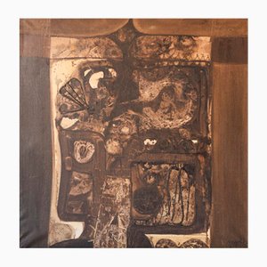 Abstrakte Komposition, Öl auf Leinwand, 20. Jahrhundert