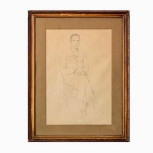 Estudio de un hombre joven, dibujo a lápiz, años 20