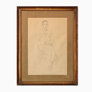 Étude d'un Jeune Homme, Dessin au Crayon, 1920s