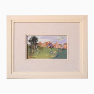Post-Impressionist Artist, Landscape with Village, Oil on Board