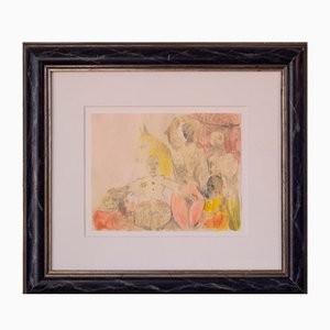 Aquarelle d'Après James Ensor, Figures Symbolistes, 1960s