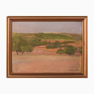 Jose Benlliure y Ortiz, Mediterranean Landscape, Oil on Canvas