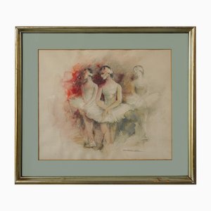 Montserrat Barta, Drei Ballerinas, 20. Jh., Aquarell