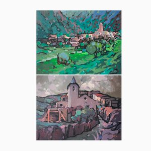 Llessui, Landscapes, Oil Paintings, Encadré, Set de 2