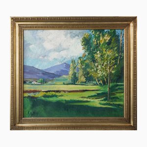 Summer Landscape, Oil on Canvas, Framed