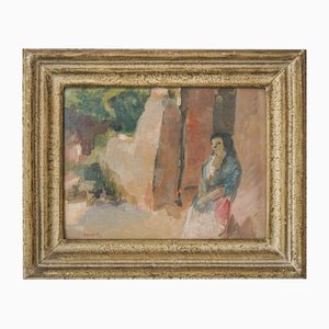 Plein Air Study of a Lady, 1920s, Oil on Paper