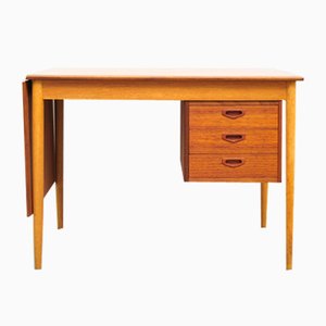 Bureau Mid-Century en Teck avec Bac Coulissant