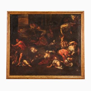 Artista italiano, La masacre de los inocentes, 1640, óleo sobre lienzo, Enmarcado