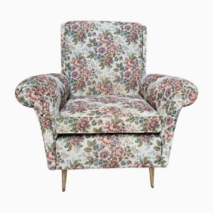 Modern Armchair in Floral Fabric, 1950s