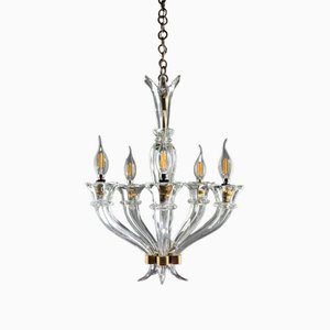 Art Deco Murano Glass Hercules Chandelier attributed to Ercole Barovier for Barovier & Toso, 1930s