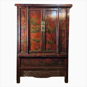 Armoire Laquée Rouge, Chine, 18ème Siècle