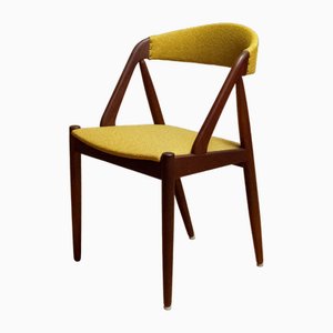 Danish Yellow Ochre Upholstered Dining Chair Model 31 attributed to Kai Kristiansen, 1960s