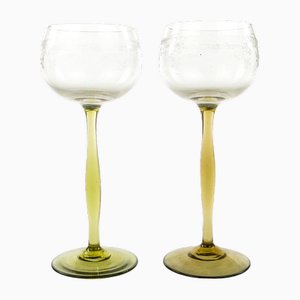 Bicchieri da vino Art Nouveau, Polonia, metà XIX secolo, set di 2