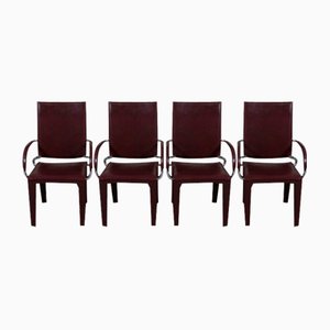 Leather Arcadia Dining Chairs from Arper, Italy 1980s, Set of 4