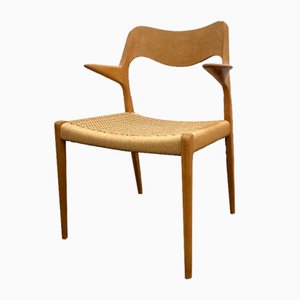 Model 55 Dining Chair in Oak and Paper Cord by Niels Otto Møller, 1950s
