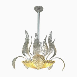 Lampadario in vetro di Murano e ottone di Barovier & Toso, anni '50