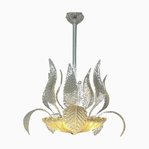 Lámpara de araña de cristal de Murano y latón de Barovier & Toso, años 50